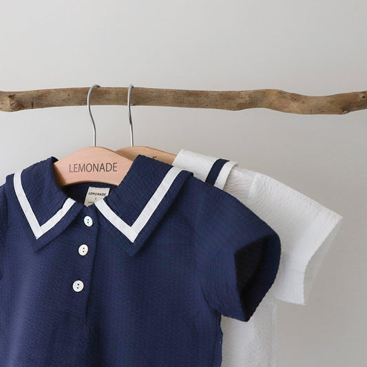 韓國童裝|泡泡紗水手服套裝 LE09