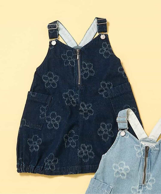 日本童裝|花卉牛仔夾克裙