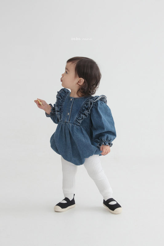 韓國童裝|荷葉邊牛仔連身衣 BN01