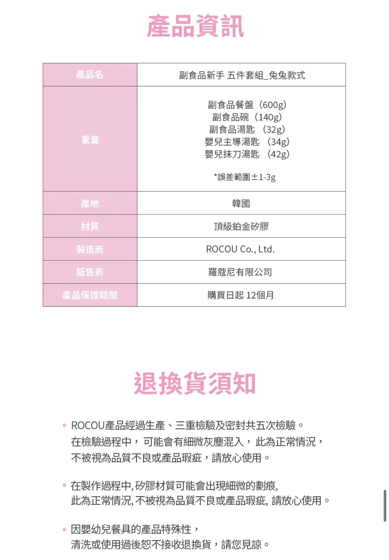 韓國製Rocou 副食品新手五件套組(附禮盒)|讓寶寶愛上吃飯的萌趣首選