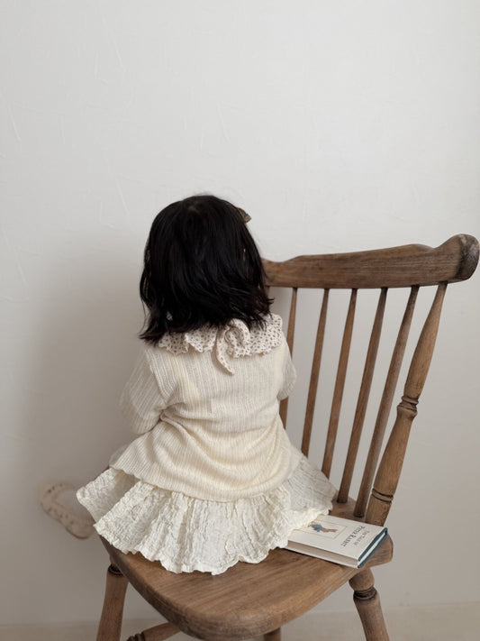 韓國童裝|木耳邊坑條針織外套 | 寶寶百搭開衫MM18