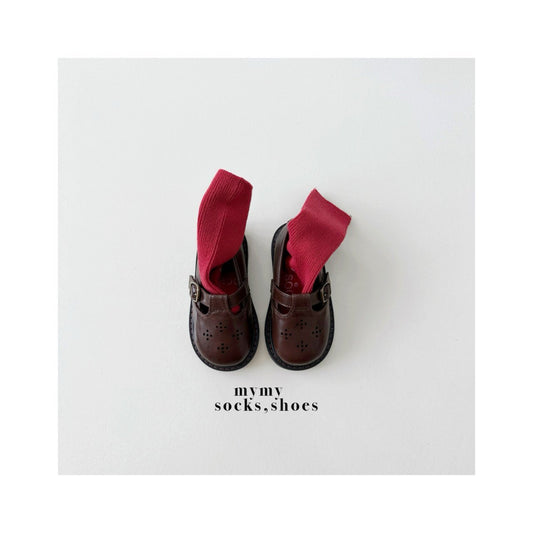 韓國童鞋|英倫復古鏤空T字皮鞋 | 兒童真皮質感學步鞋 MS01