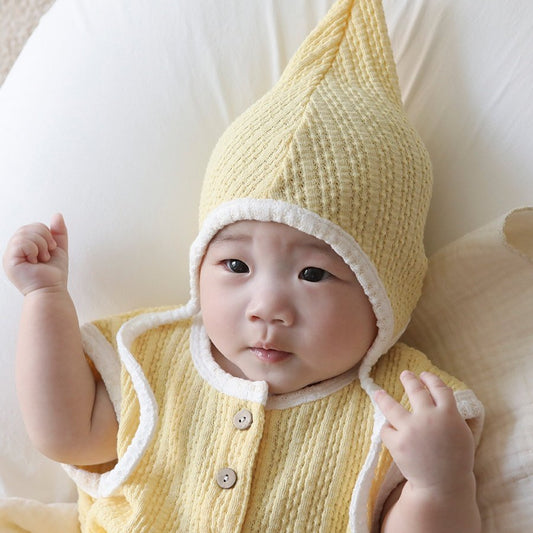 韓國童裝|羅紋無袖包屁套裝(連帽)LE05