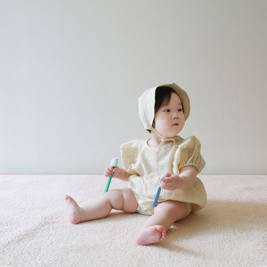 韓國童裝|泡泡紗碎花包屁套裝(連帽)LE13