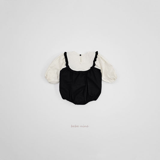 韓國童裝|荷葉邊拼接連身衣 | 假兩件南瓜褲造型 BN09