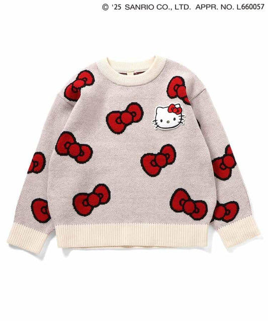 日本童裝|Hello Kitty蝴蝶結提花針織衫