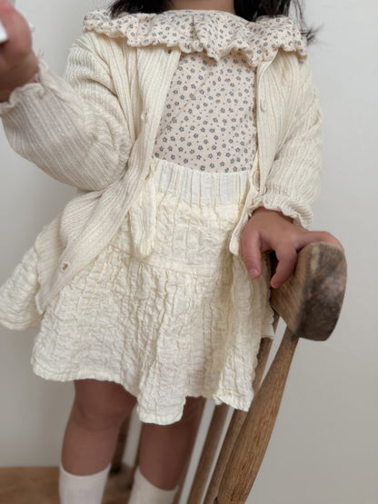 韓國童裝｜木耳邊坑條針織外套 | 寶寶百搭開衫MM18