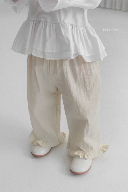 韓國童裝｜甜美荷葉邊寬鬆長褲｜女童休閒長褲 BN26