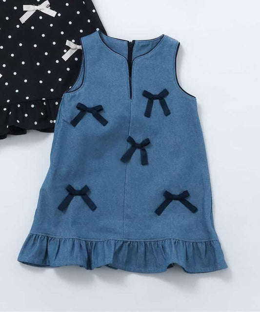 日本童裝｜蝴蝶結絲帶背心裙￼