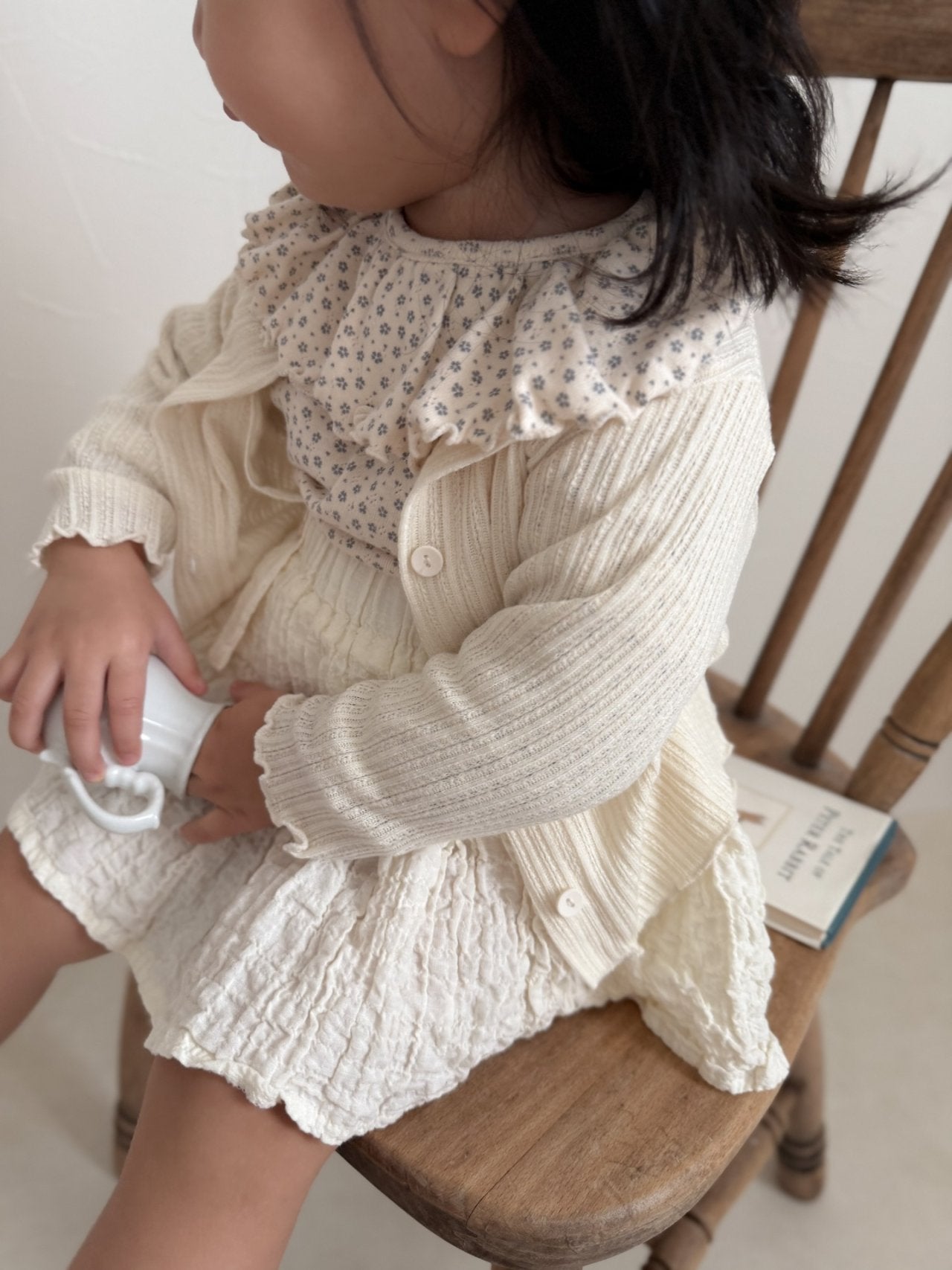 韓國童裝｜木耳邊坑條針織外套 | 寶寶百搭開衫MM18