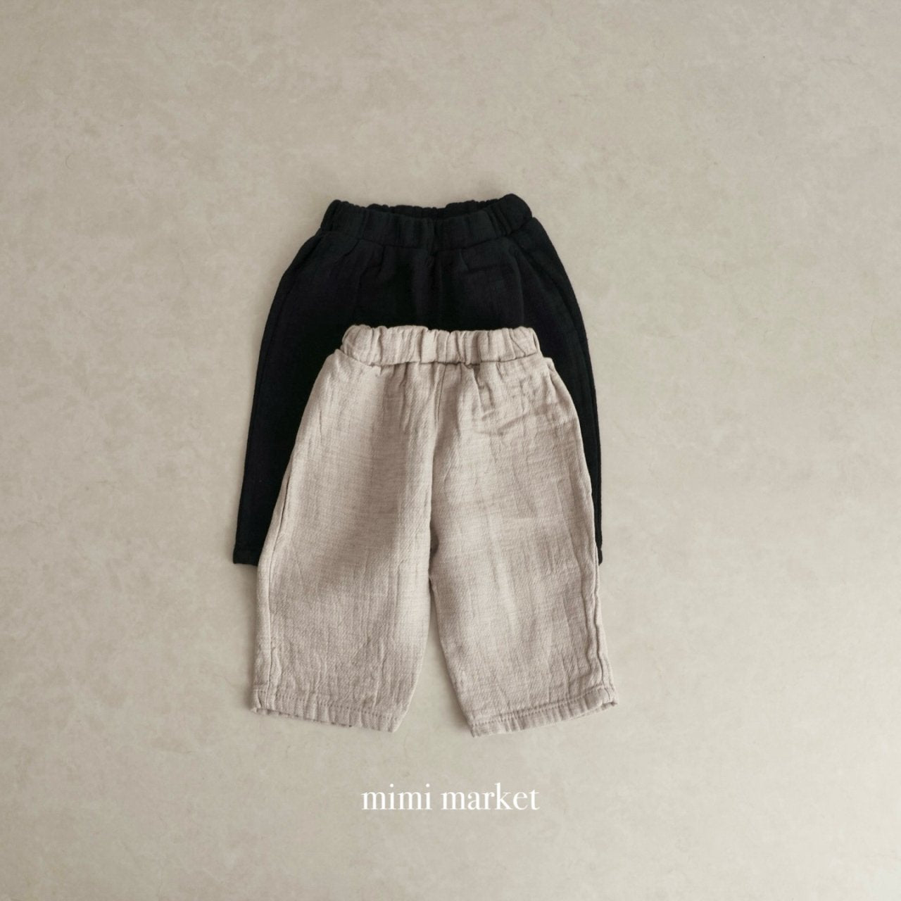 韓國童裝｜質感皺褶棉麻休閒褲 MM04