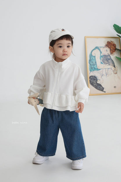 韓國童裝｜Cropped 荷葉邊短版拉鍊外套 BN24