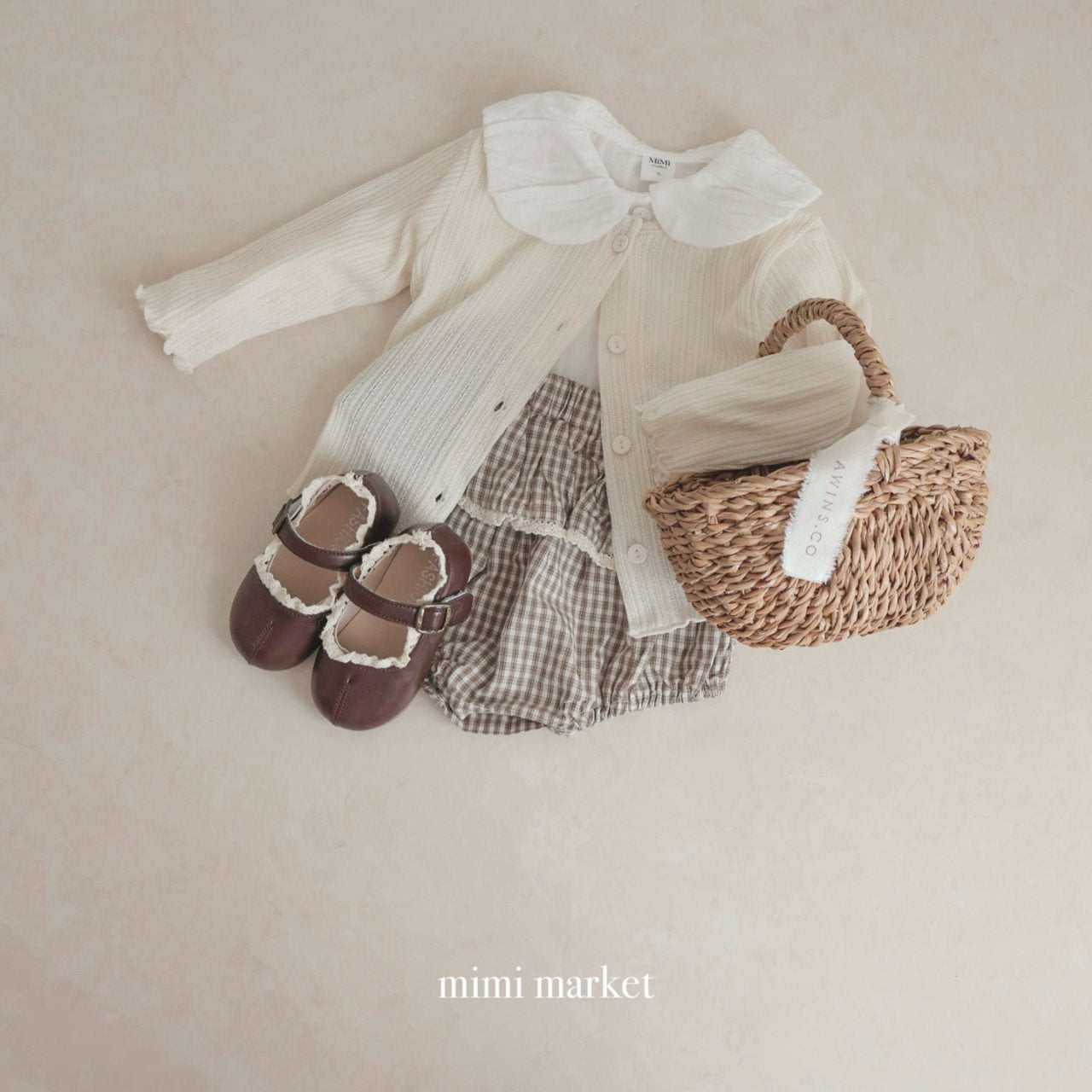 韓國童裝｜蕾絲花邊復古格紋包屁褲 MM17