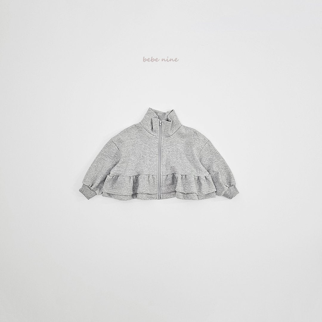 韓國童裝｜Cropped 荷葉邊短版拉鍊外套 BN24