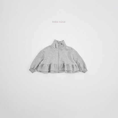 韓國童裝｜Cropped 荷葉邊短版拉鍊外套 BN24