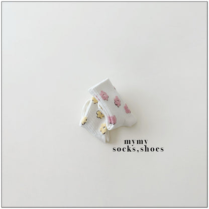 韓國直送｜春日小花園立體花朵中筒襪｜兩對入 MS11