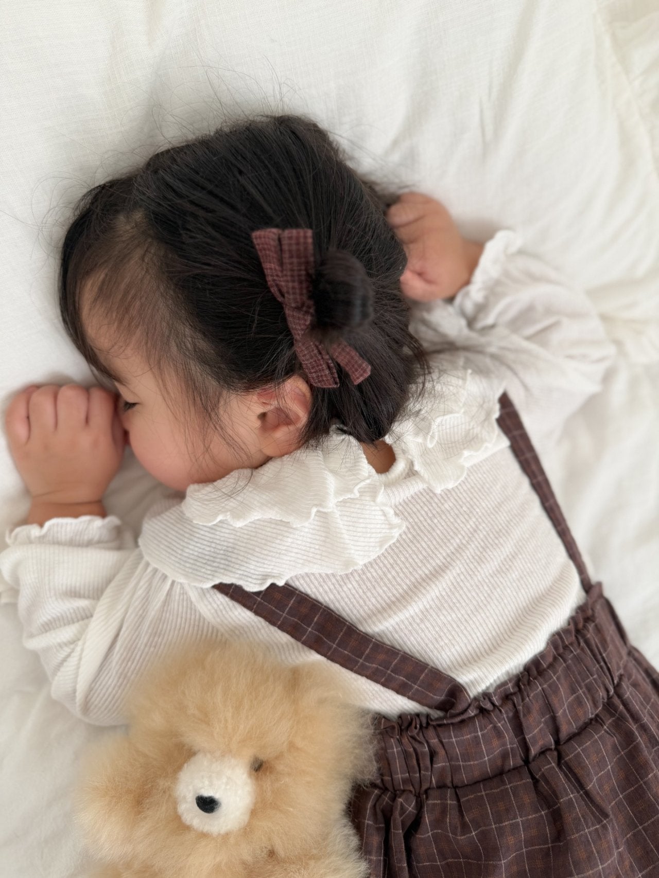 韓國童裝｜氣質大荷葉領羅紋棉上衣MM09