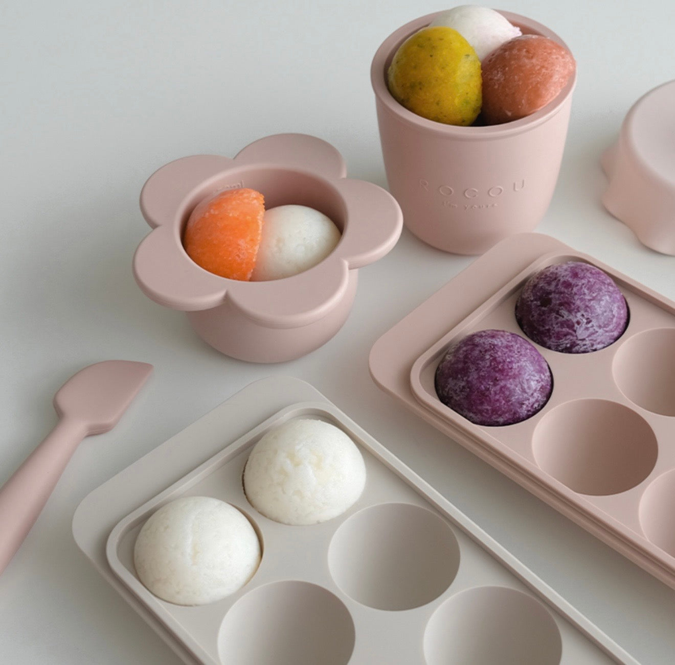 韓國製ROCOU白金矽膠副食品圓形分裝盒｜副食品儲存盒｜加固必備