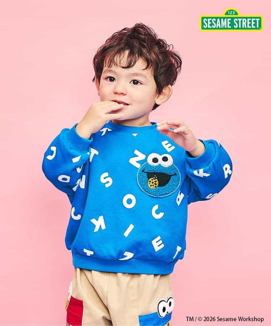 日本童裝｜芝麻街全花紋口袋衛衣