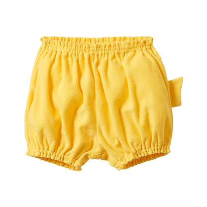 黃色嬰兒燈籠短褲背面特寫正面
