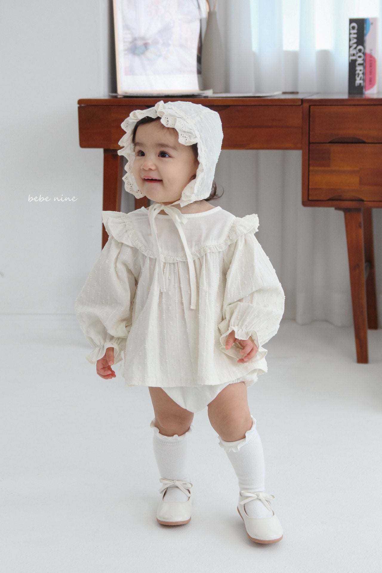 韓國童裝｜立體波點蕾絲套裝 BN08