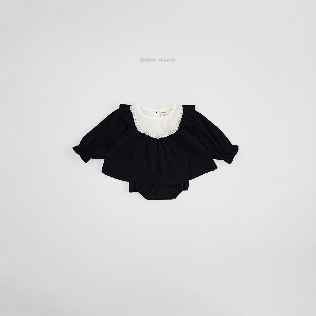 韓國童裝｜立體波點蕾絲套裝 BN08