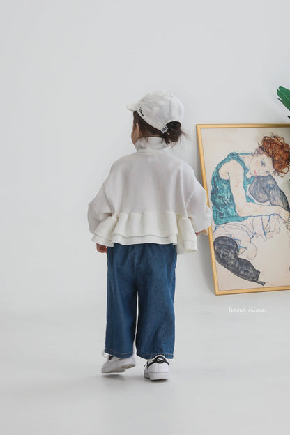 韓國童裝｜Cropped 荷葉邊短版拉鍊外套 BN24