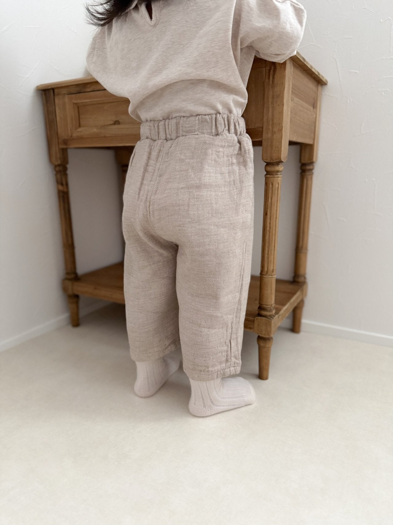 韓國童裝｜質感皺褶棉麻休閒褲 MM04