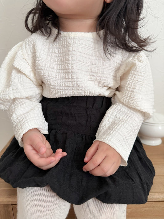 韓國童裝｜壓紋泡泡袖上衣 MM01