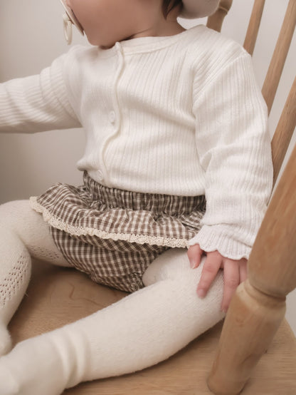 韓國童裝｜木耳邊坑條針織外套 | 寶寶百搭開衫MM18