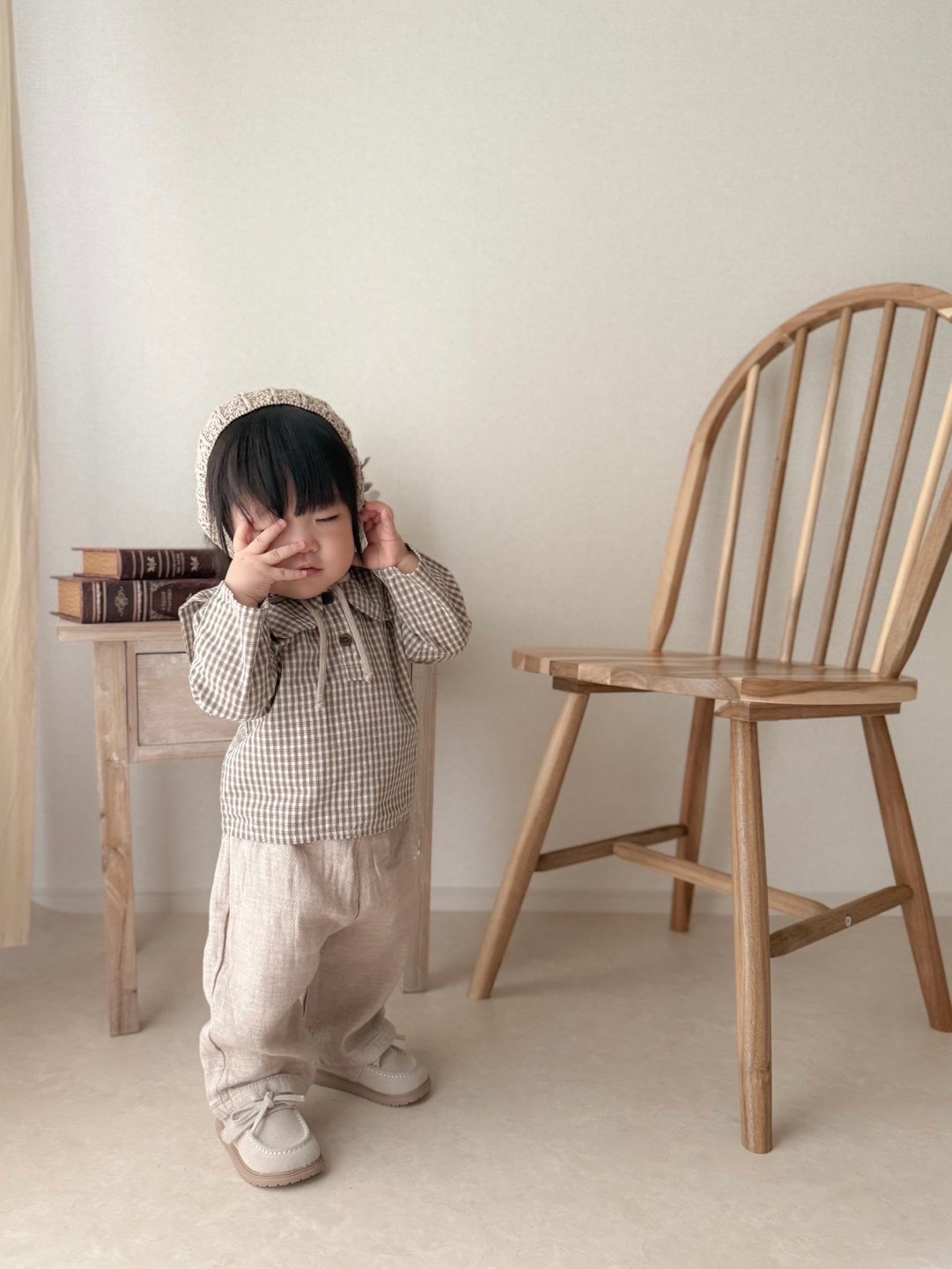 韓國童裝｜質感皺褶棉麻休閒褲 MM04