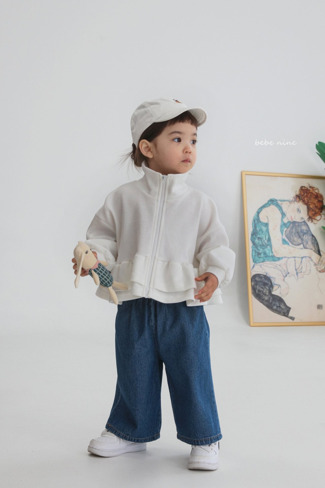 韓國童裝｜Cropped 荷葉邊短版拉鍊外套 BN24