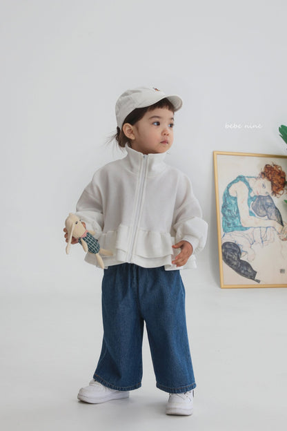 韓國童裝｜Cropped 荷葉邊短版拉鍊外套 BN24