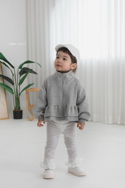 韓國童裝｜Cropped 荷葉邊短版拉鍊外套 BN24