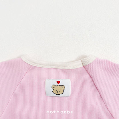 韓國童裝｜春日野餐撞色包屁衣+高腰褲套裝OT04