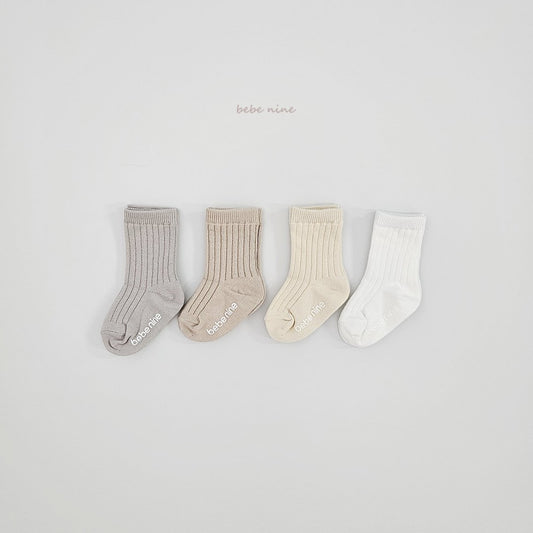 韓國童裝｜奶油羅紋短襪(4p set) BN34