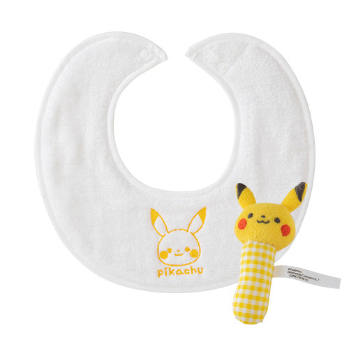 日本製｜Monpoke角色手搖鈴+口水肩套裝￼