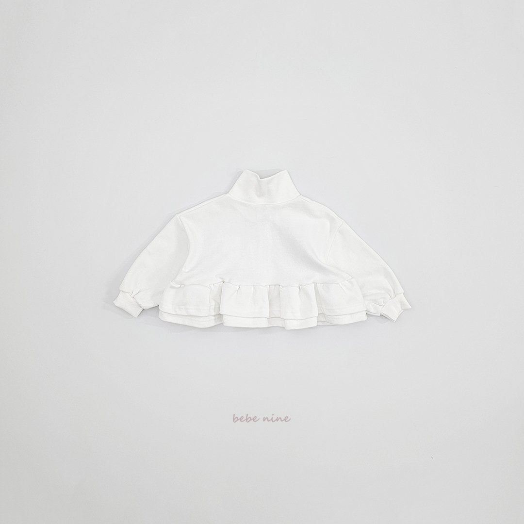 韓國童裝｜Cropped 荷葉邊短版拉鍊外套 BN24