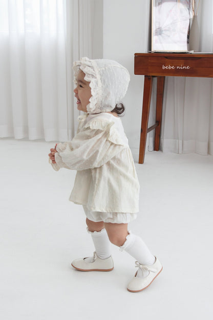 韓國童裝｜立體波點蕾絲套裝 BN08