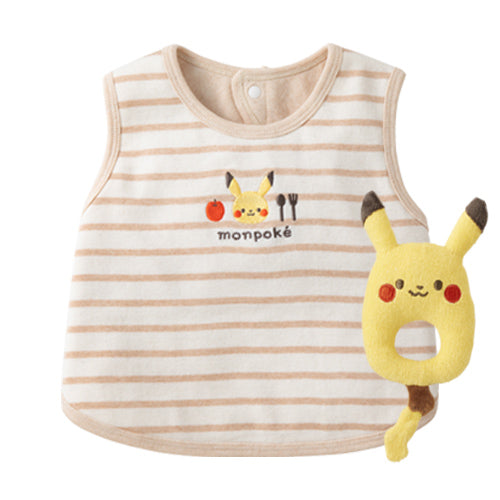日本直送｜Monpoké 比卡超有機棉口水肩 & 手搖鈴禮盒套裝｜初生嬰兒禮物