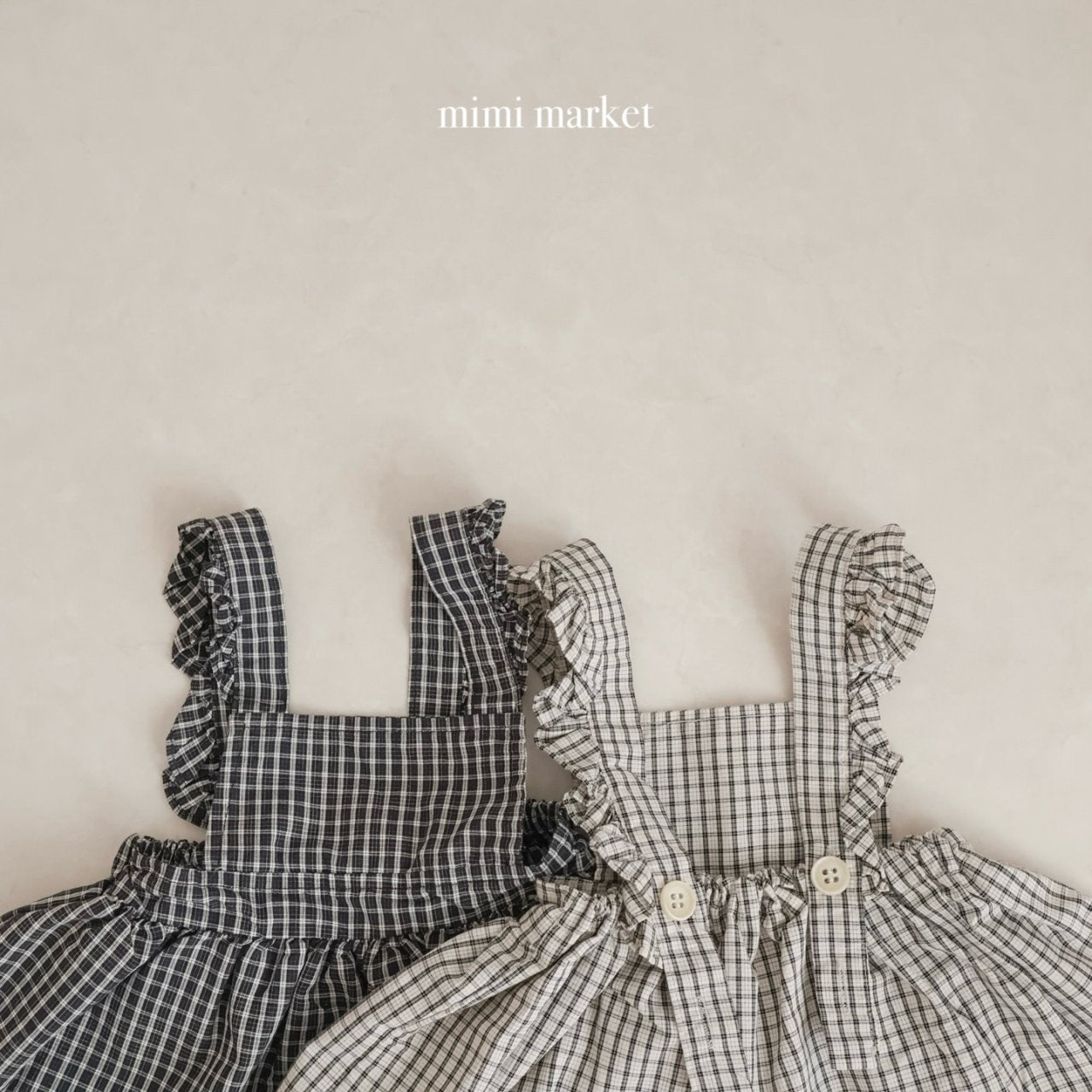 韓國童裝｜復古荷葉邊格紋吊帶裙 | 寶寶背心裙 MM19