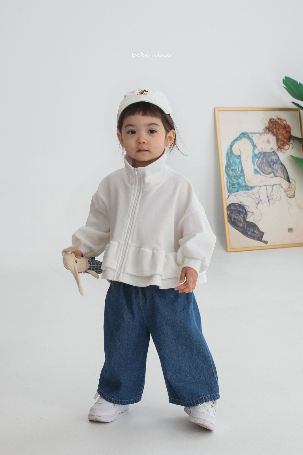 韓國童裝｜Cropped 荷葉邊短版拉鍊外套 BN24