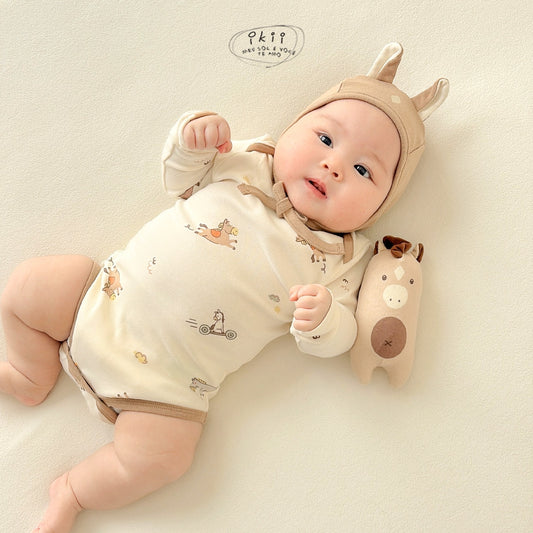 韓國童裝｜馬年初生包屁衣套裝(連帽)IK04