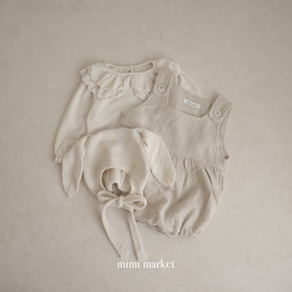 韓國童裝｜氣質大荷葉領羅紋棉上衣MM09