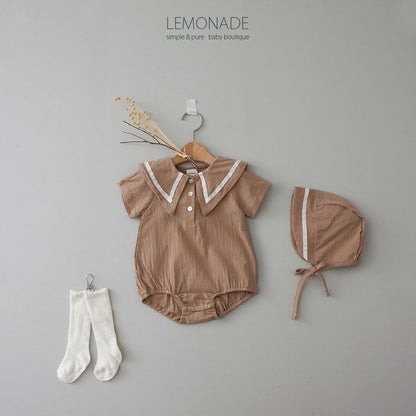 韓國童裝｜紗棉水手服套裝（連帽）LE15