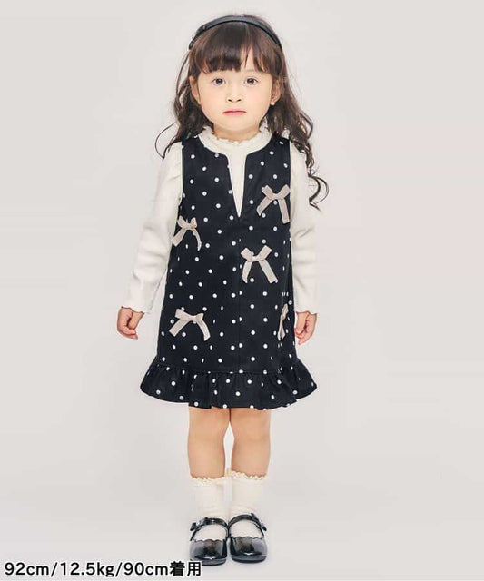 日本童裝｜蝴蝶結絲帶背心裙￼