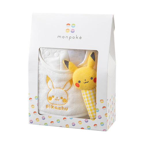 日本製｜Monpoke角色手搖鈴+口水肩套裝￼