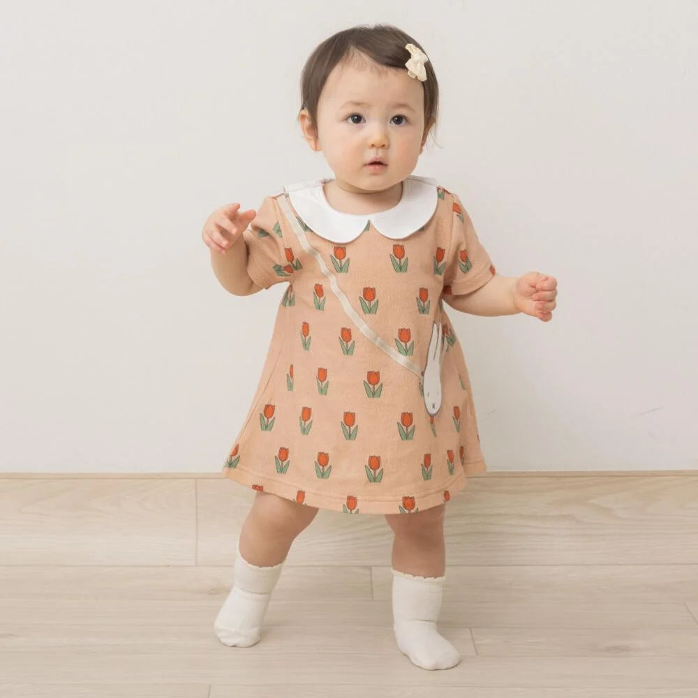 2026春夏新品｜Miffy橙紅花花短袖包屁裙