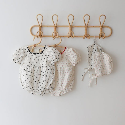 韓國童裝｜泡泡紗印花包屁套裝（連帽）LE12