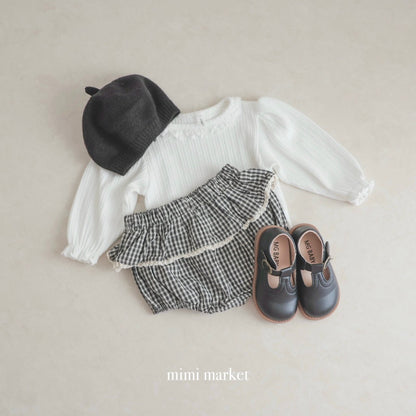 韓國童裝｜蕾絲花邊復古格紋包屁褲 MM17